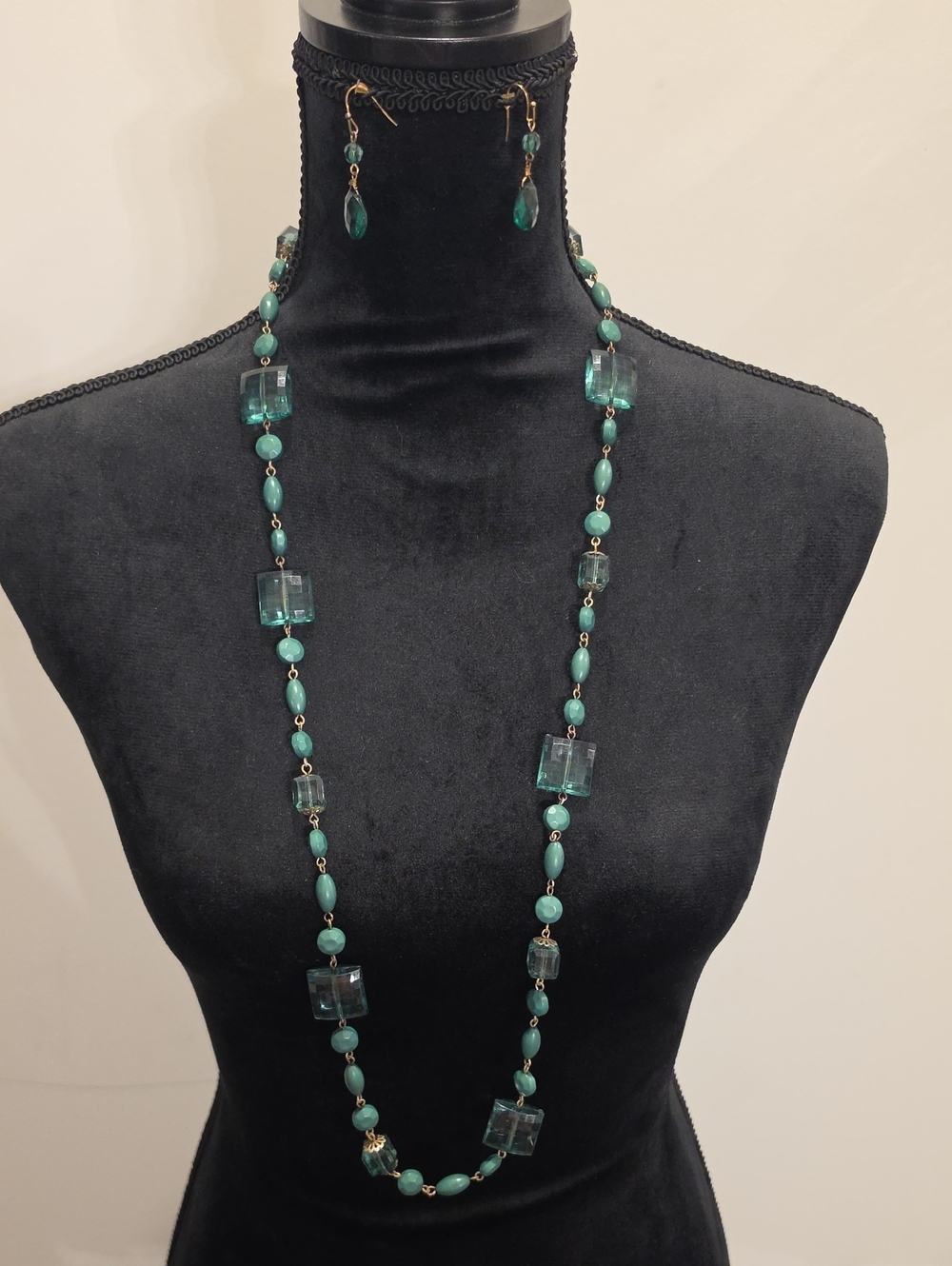 Long Turquoise Beaded Necklace - Women's Jewelry
